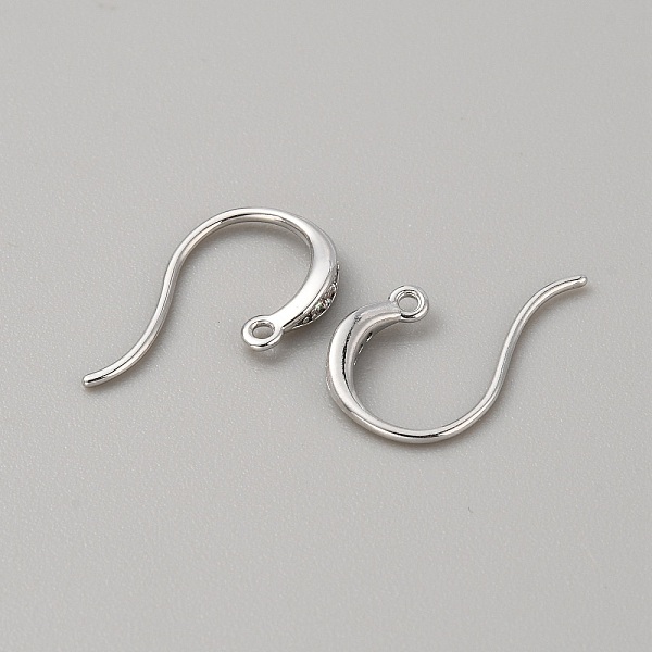 

PandaHall Brass Earring Hooks, with Clear Cubic Zirconia & Horizontal Loops, Platinum, 17x10x2mm, Hole: 1mm, Pin: 0.5mm Brass+Cubic Zirconia...