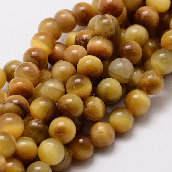 

PandaHall Natural Tiger Eye Round Beads Strands, Dyed, Gold, 6mm, Hole: 1mm, about 62pcs/strand, 15.7 inch Tiger Eye Round Gold