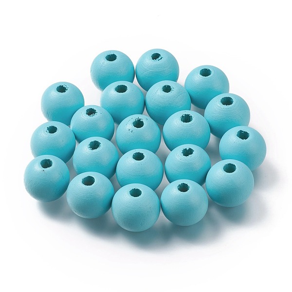 

PandaHall Painted Natural Wood Beads, Round, Light Sky Blue, 16mm, Hole: 4mm Schima Wood Round