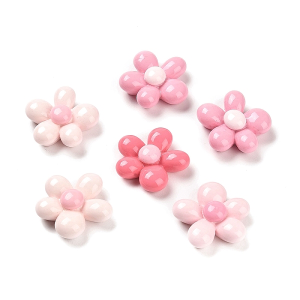 

PandaHall Opaque Resin Cabochons, 5-Petal Flower, Mixed Color, 27.5~28x29~30x10~11mm Resin Flower Multicolor
