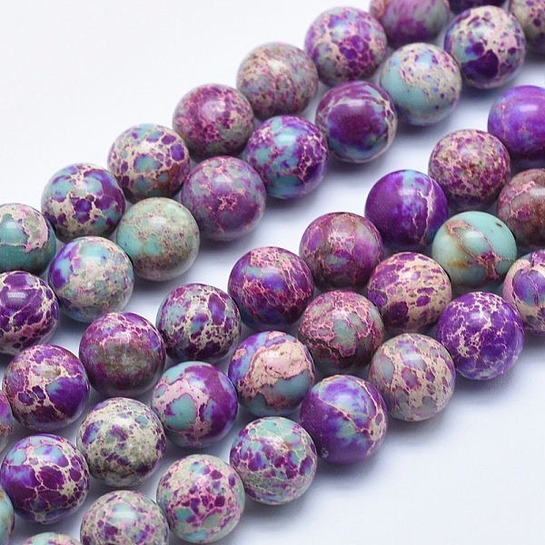 

PandaHall Natural Imperial Jasper Beads Strands, Dyed, Round, Blue Violet, 6mm, Hole: 1mm, about 62pcs/strand, 15.5 inch Imperial Jasper..., Purple