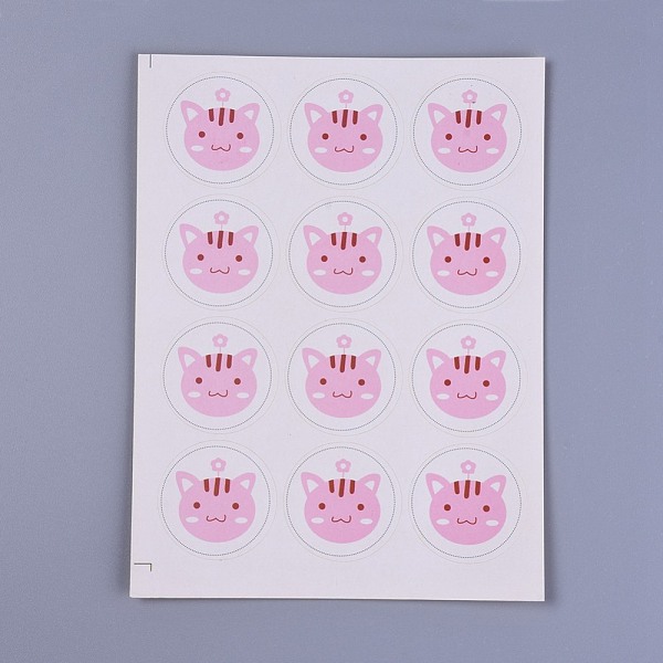 

PandaHall DIY Sealing Stickers, Label Paster Picture Stickers, Cat Shape, Pink, 16.15x12.2cm Paper Cat Shape Pink