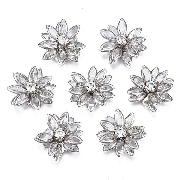 Acrylic Rhinestone Flower Flat Back Cabochons