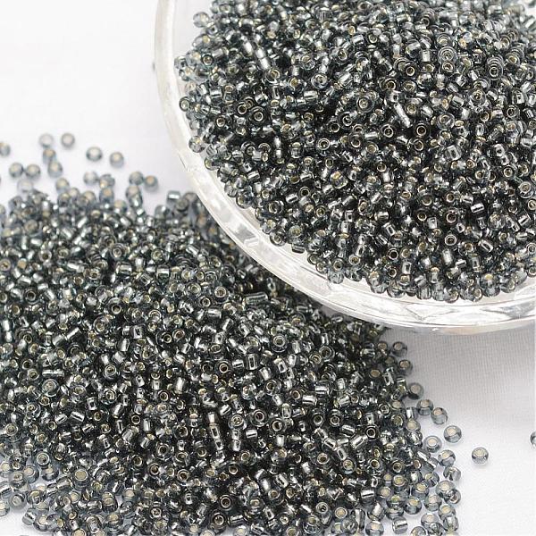 

PandaHall 8/0 Transparent Glass Round Seed Beads, Grade A, Silver Lined, Gray, 2.8~3.2mm, Hole: 1.0mm, about 15000pcs/pound Glass Gray