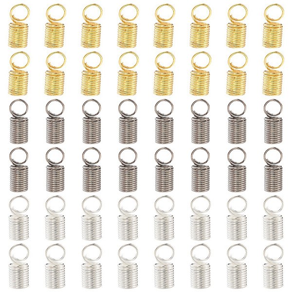 

PandaHall 60Pcs 3 Colors Iron Cord End, Coil Cord End, Mixed Color, 10x4.5mm, Hole: 3.5mm, Inner Diameter: 3.2mm, 20Pcs/color Iron