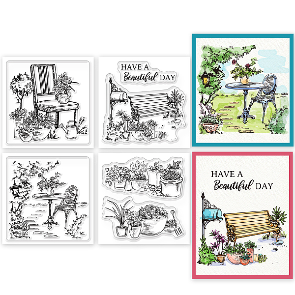 

PandaHall 4Pcs 4 Styles PVC Stamp, for DIY Scrapbooking, Other Plants, 55x55mm, 1pc/style Plastic Other Plants