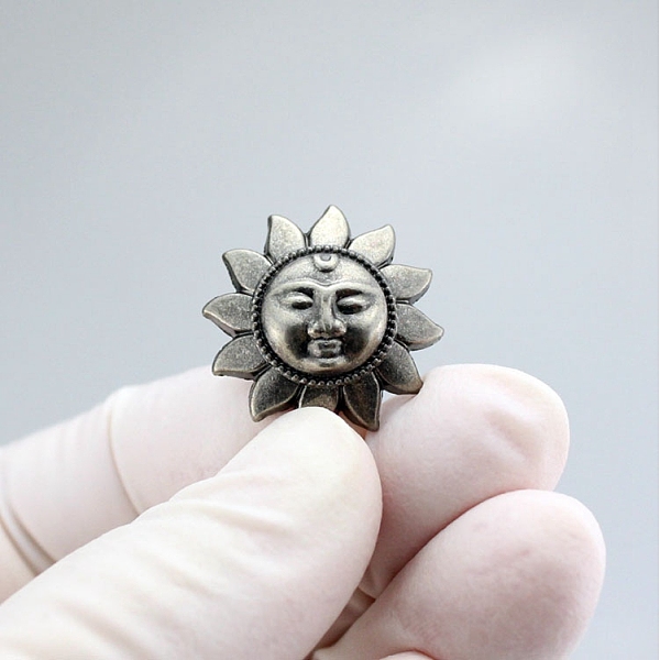 

PandaHall Sun Shape Aolly Coin Screw Rivets, with Iron Screw, for Purse Suitcase Leathercraft Decoration, Antique Silver, 20mm Alloy Sun