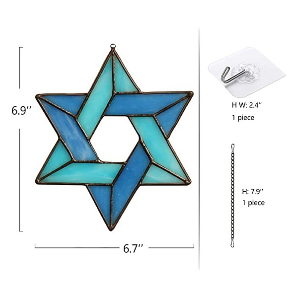 

PandaHall Saint Patrick's Day Theme Acrylic Window Hanging Pendant Decoration, Wall Decoration, Star of David, 175x170mm Acrylic Star of...