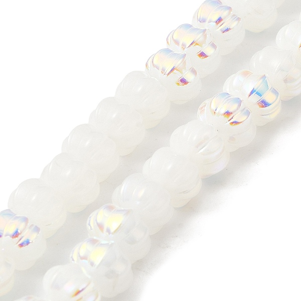 

PandaHall AB Color Plated Electroplate Glass Beads, Two Tone, Pumpkin, WhiteSmoke, 9x11x12mm, Hole: 1.2mm, about 74pcs/strand, 23.23 inch..., White