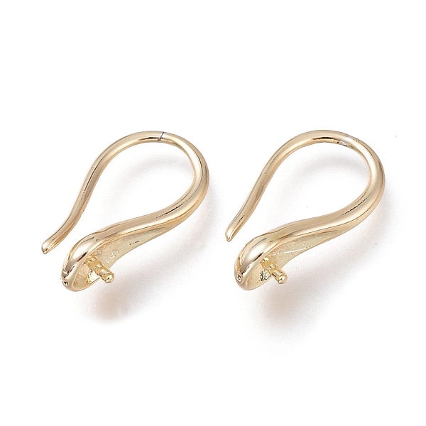 

PandaHall Brass Earring Hooks, Long-Lasting Plated, Ear Wire, for Half Drilled Beads, Light Gold, 14.7mm, 21 Gauge, Pin: 0.7mm Brass