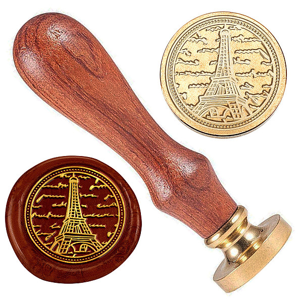 

PandaHall DELORIGIN Prominent Tower Wax Stamp, Wave Wax Sealing Stamp 1" Brass Head Stamp with Wooden Handle Retro Wax Seal Stamp for Gift...