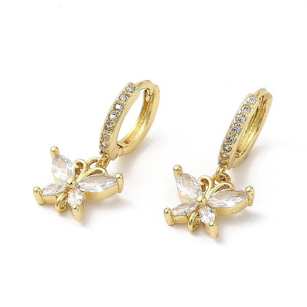 

PandaHall Rack Plating Brass Butterfly Dangle Stud Earrings with Cubic Zirconia, Lead Free & Cadmium Free, Real 18K Gold Plated, 23mm Cubic...