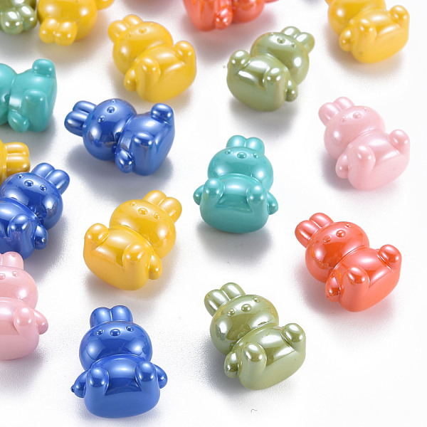 

PandaHall Pearlized Opaque Acrylic Beads, Half Drilled, Rabbit, Mixed Color, 23x18.5x13mm, Hole: 3.5mm Acrylic Rabbit Multicolor
