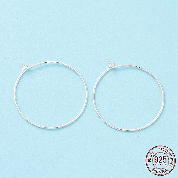 

PandaHall 925 Sterling Silver Hoop Earring Findings, Wine Glass Charm Rings, Silver, 27x24x1mm, Pin: 0.7mm Sterling Silver