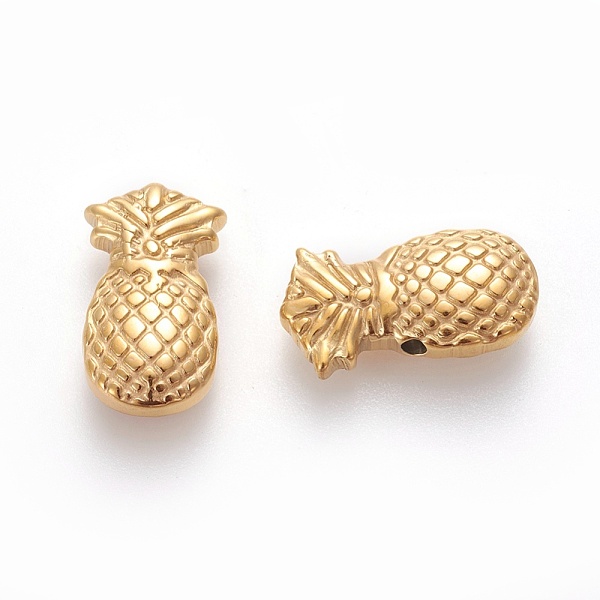 

PandaHall Ion Plating(IP) 304 Stainless Steel Beads, Ananas, Manual Polishing, Golden, 18.5x10x4.5mm, Hole: 1.5mm 304 Stainless Steel Fruit