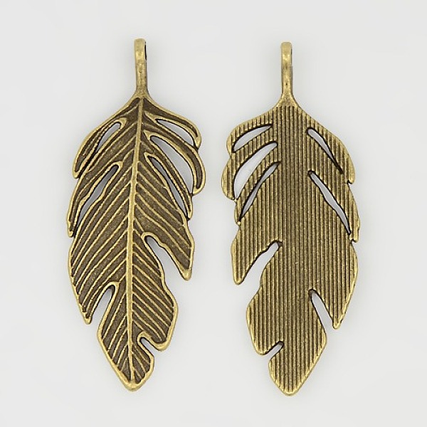 

PandaHall Tibetan Style Alloy Leaf Big Pendants, Lead Free, Nickel Free and Cadmium Free, Leaf, Antique Bronze, 62x23x2mm, hole: 2mm Alloy...