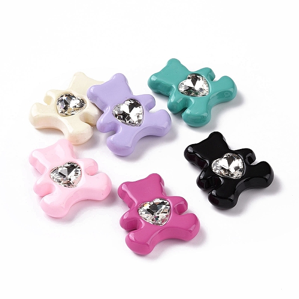 

PandaHall Acrylic Cabochon, with Acrylic Rhinestone, Bear with Heart, Mixed Color, 33x29x9mm Acrylic Bear Multicolor