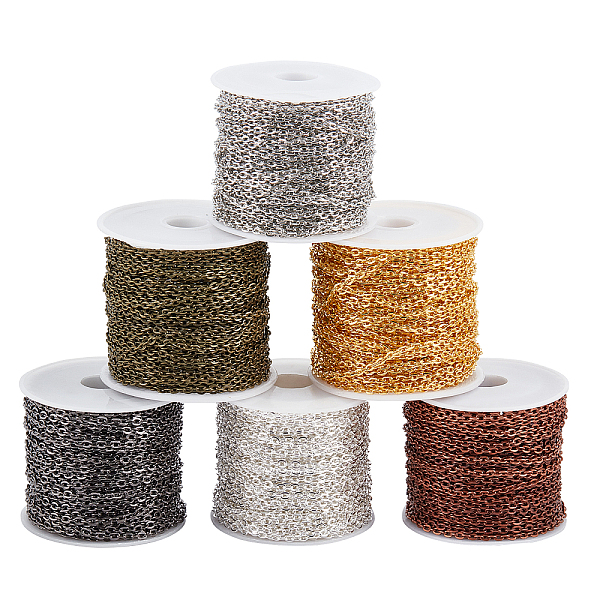 

PandaHall ARRICRAFT 6Colors Iron Cable Chains, Unwelded, with Plastic Spool, Flat Oval, Popular for Jewelry Making, Important Decoration...