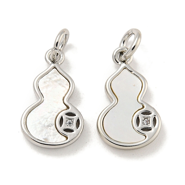 

PandaHall Brass Micro Pave Clear Cubic Zirconia Pendants, with Shell, Gourd, with Jump Ring, Platinum, 15x9x2mm, Hole: 3mm Brass+Cubic...
