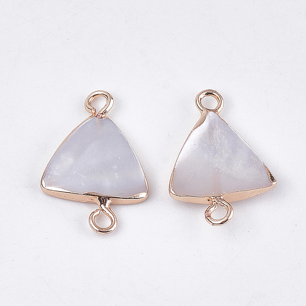 

PandaHall Electroplate Natural White Shell Mother of Pearl Shell Links connectors, with Iron Findings, Triangle, Golden, Seashell, 19x13x3mm...