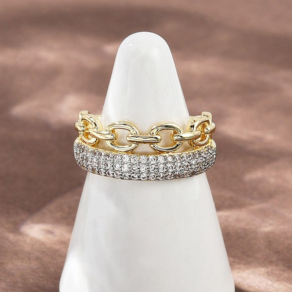 Bagues de manchette en laiton micro pavé de zircone cubique pour femmes