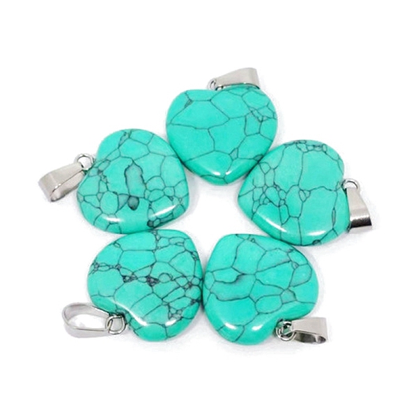

PandaHall Valentine's Day Synthetic Turquoise Dyed Pendants, Heart Charms with Platinum Plated Metal Snap on Bails, 20mm Synthetic Turquoise...