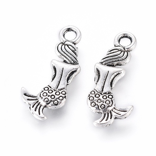 PandaHall Tibetan Style Alloy Pendants, Mermaid, Cadmium Free & Nickel Free & Lead Free, Antique Silver, 20x8.5x2mm, Hole: 2mm Alloy Fish