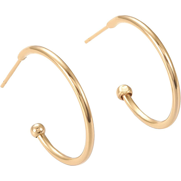

PandaHall Brass Half Hoop Earrings, Stud Earring, Long-Lasting Plated, Ring, Real 18K Gold Plated, 22x26x1.5mm, Pin: 0.7mm, 6pairs/box Brass...