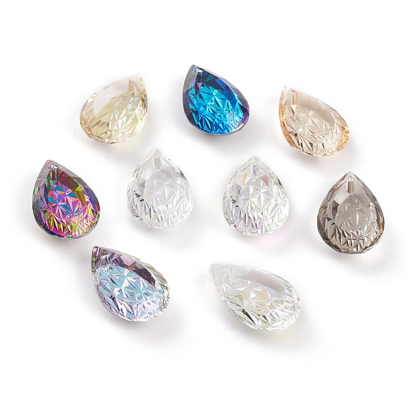 

PandaHall Embossed Glass Rhinestone Pendants, Teardrop, Faceted, Mixed Color, 19x12x6mm, Hole: 1.6mm Glass Teardrop Multicolor