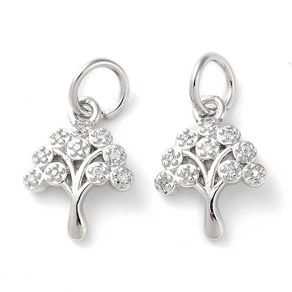 

PandaHall Rack Plating Brass Micro Pave Clear Cubic Zirconia Charms, Long-Lasting Plated, with Jump Rings, Tree, Platinum, 14x10x2mm...