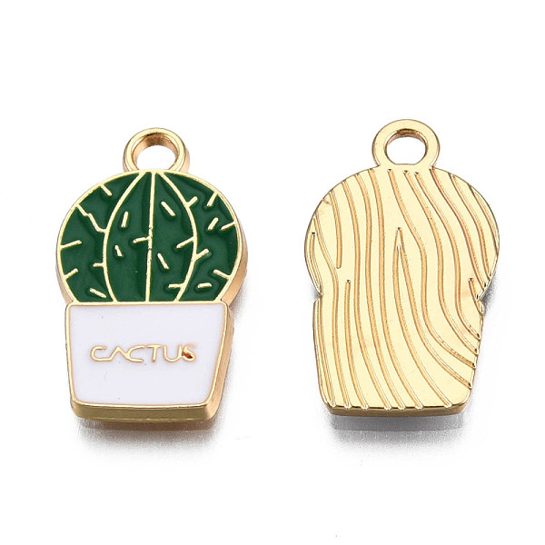 

PandaHall Alloy Enamel Pendants, Light Gold, Cactus, Green, 22x13x2mm, Hole: 2.5mm Alloy+Enamel Others Green
