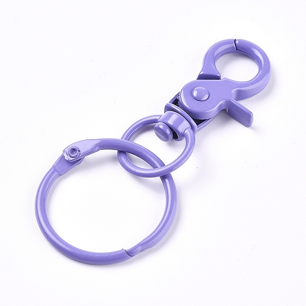 

PandaHall Baking Painted Alloy Swivel Keychain Clasp Findings, with Iron Rings, Lilac, 70mm, Clasp: 44.5x20x7mm, Ring: 30x2.5mm Alloy Others..., Purple