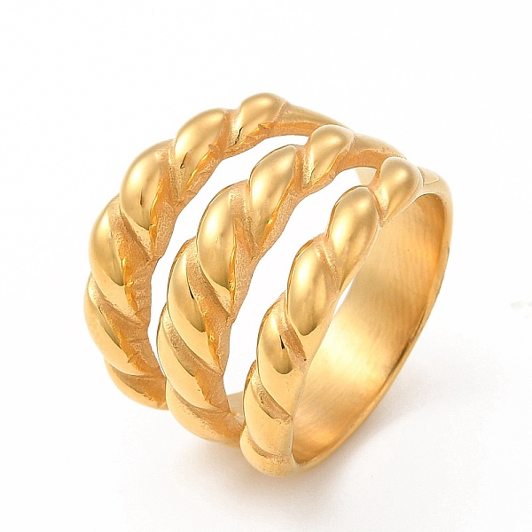 

PandaHall Ion Plating(IP) 304 Stainless Steel Finger Rings for Women Men, Twist Wide Band Rings, Real 18K Gold Plated, US Size 7(17.3mm)...