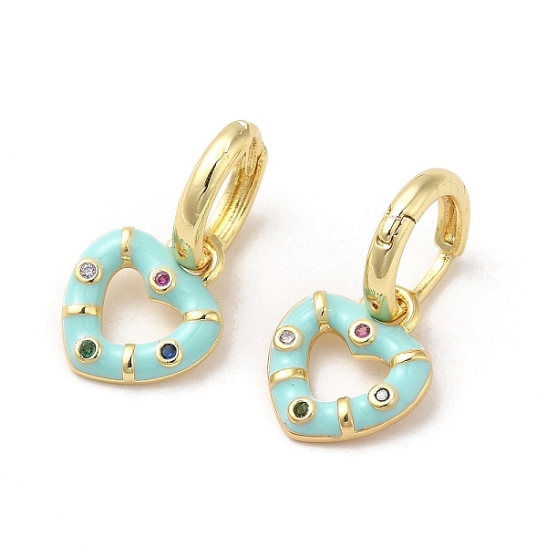 

PandaHall Heart Real 18K Gold Plated Brass Dangle Hoop Earrings, with Cubic Zirconia and Enamel, Pale Turquoise, 21.5x11.5mm Cubic Zirconia...