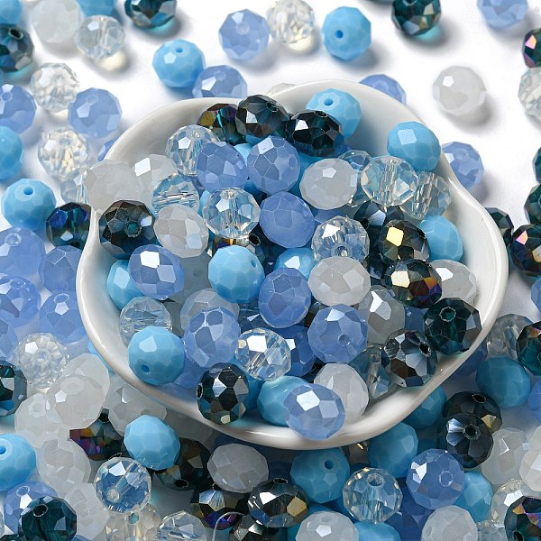 

PandaHall Glass Beads, Faceted, Rondelle, Light Sky Blue, 10x8mm, Hole: 1mm, about 560pcs/500g Glass Rondelle