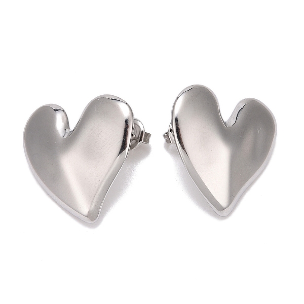 

PandaHall 304 Stainless Steel Stud Earrings, Heart, Stainless Steel Color, 22x23mm 303 Stainless Steel Heart