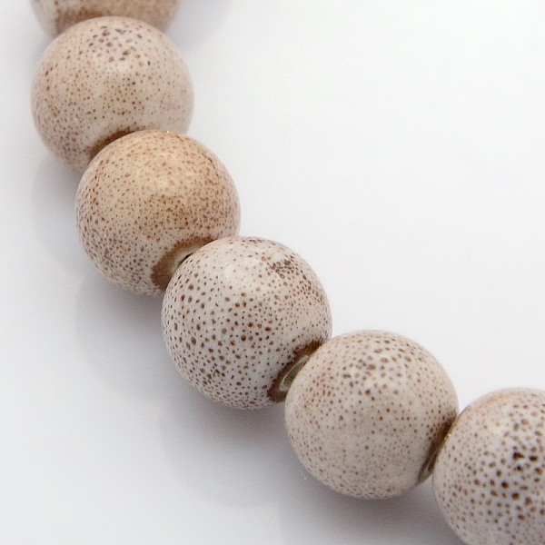 Handmade Fancy Antique Glazed Porcelain Ceramic Round Beads Strands