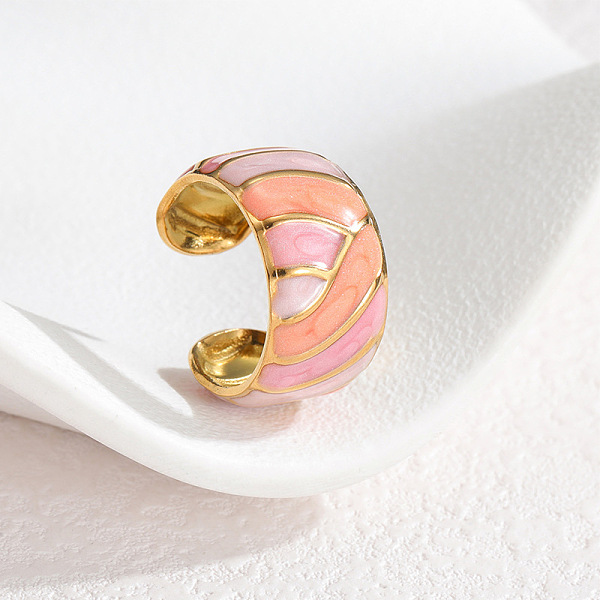 304 Stainless Steel Enamel Cuff Open Rings