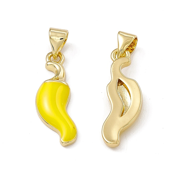 

PandaHall Real 18K Gold Plated Rack Plating Brass Enamel Pendants, Cadmium Free & Lead Free, Chili Charm, Yellow, 21.5x9.5x3mm, Hole...