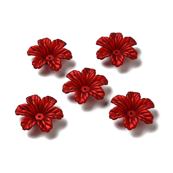 

PandaHall Rubberized Style Opaque Acrylic Bead Caps, Frosted, 6-Petal Flower, FireBrick, 32x29x9mm, Hole: 1.8mm Acrylic Red