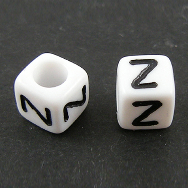 

PandaHall Letter Acrylic European Beads, Horizontal Hole, Cube, Letter.Z, 10x10x10mm, Hole: 3.5~4mm, about 598pcs/500g Acrylic Letter Z..., White