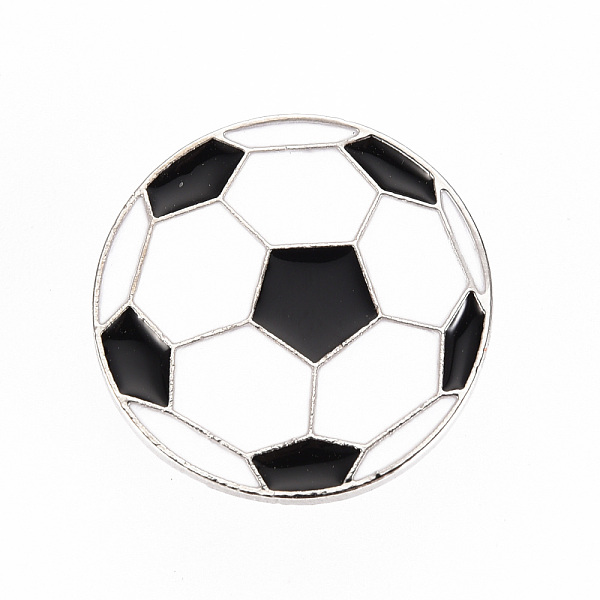 

PandaHall Alloy Enamel Brooches, Enamel Pins, with Brass Butterfly Clutches, FootBall/Soccer Ball, Cadmium Free & Nickel Free & Lead Free..., White