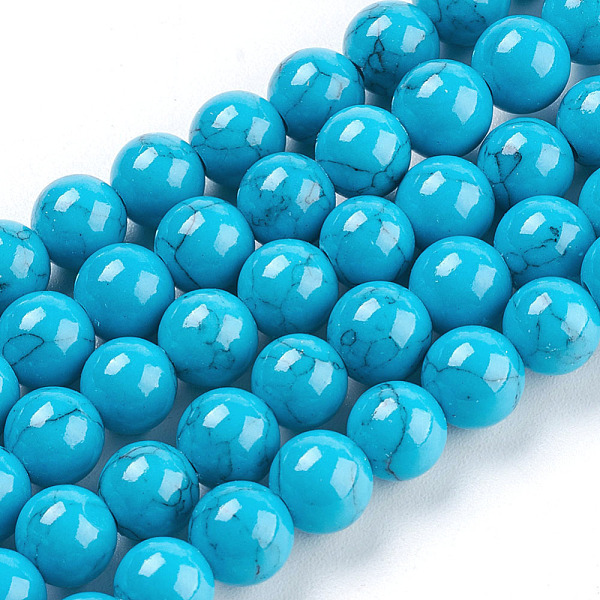 

PandaHall Synthetic Turquoise Beads Strands, Dyed, Round, Deep Sky Blue, 6mm, Hole: 1mm, about 66pcs/strand, 15.7 inch Synthetic Turquoise...