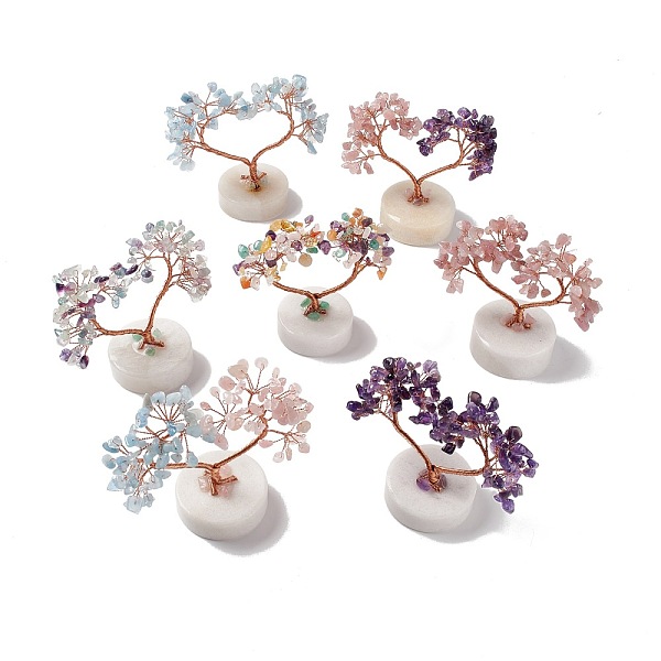 

PandaHall Natural Gemstone Chips and Natural White Jade Pedestal Display Decorations, Healing Stone Tree, for Reiki Healing Crystals Chakra...