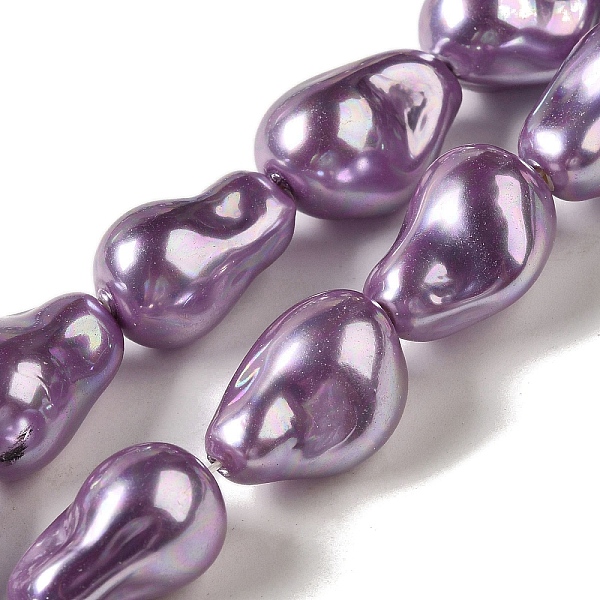 

PandaHall Electroplated Shell Pearl Beads Strands, Nuggets, Dark Orchid, 22.5x15.5x15mm, Hole: 0.8mm, about 19pcs/strand, 15.87''(40.3cm)...