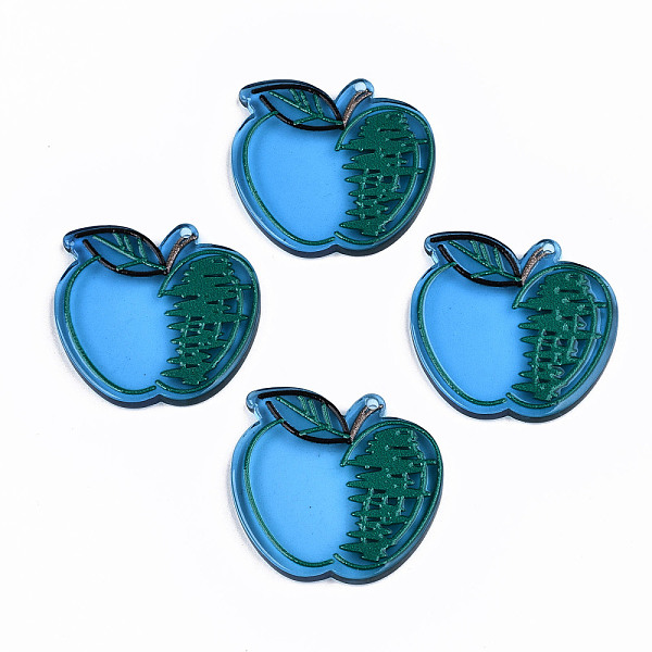 

PandaHall Transparent Acrylic Pendants, 3D Printed, Apple, Dodger Blue, 29x30x2.5mm, Hole: 1.5mm Acrylic Fruit