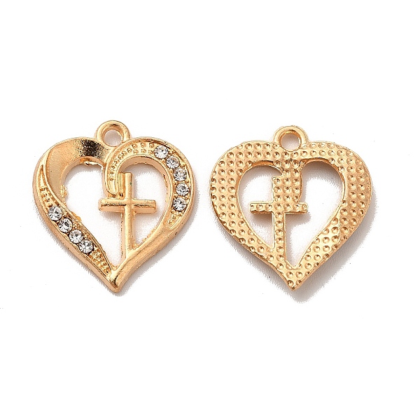 

PandaHall Alloy Rhinestone Pendants, Heart with Cross Pattern Charms, Religion, Golden, 19.5x17.5x2.5mm, Hole: 1.5mm Alloy+Rhinestone Heart..., Clear