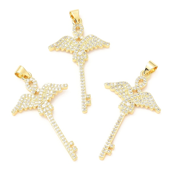 

PandaHall Rack Plating Brass Micro Pave Cubic Zirconia Pendants, Long-Lasting Plated, Lead Free & Cadmium Free, Wing, Real 18K Gold Plated..., Clear