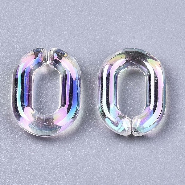 

PandaHall Transparent Acrylic Linkings Rings, Quick Link Connectors, For Curb Chains Making, AB Color, Oval, Clear AB, 19x14x4mm, Inner..., White