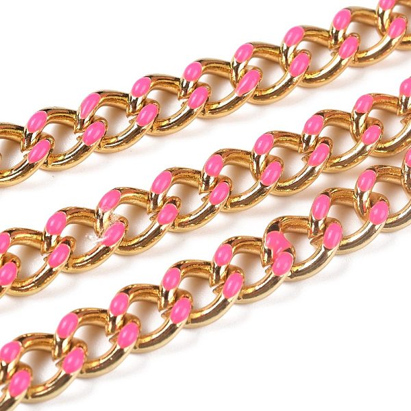 

PandaHall Golden Brass Enamel Curb Chain, Twisted Chain, Long-Lasting Plated, with Spool, Unwelded, Deep Pink, 10.5x8x3.5mm, 32.8 Feet...